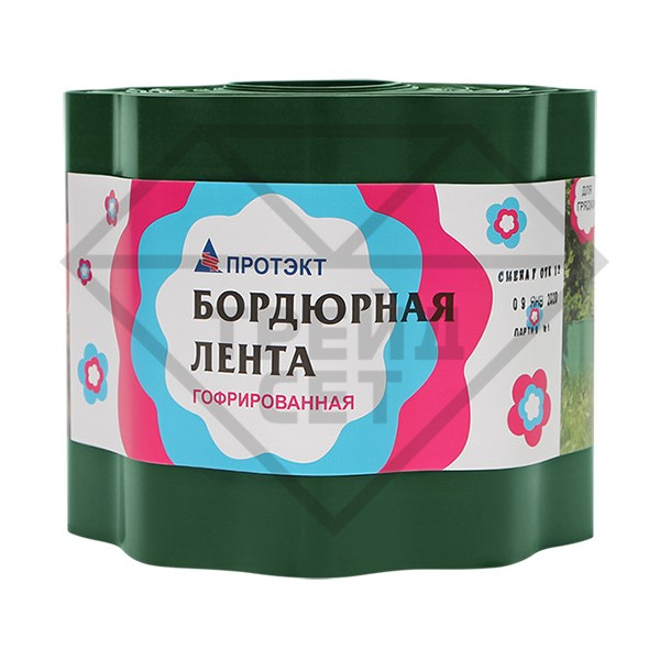 Лента бордюрная ГОФРА, высота 0,15 м х 9 м, цвет хаки